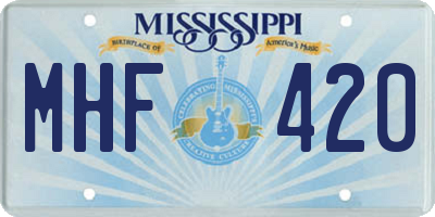 MS license plate MHF420