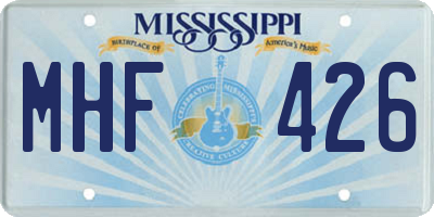 MS license plate MHF426