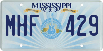 MS license plate MHF429