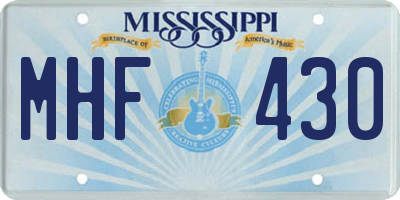 MS license plate MHF430
