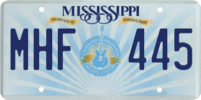 MS license plate MHF445