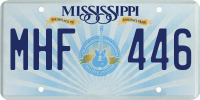 MS license plate MHF446