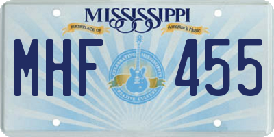 MS license plate MHF455
