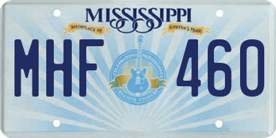 MS license plate MHF460