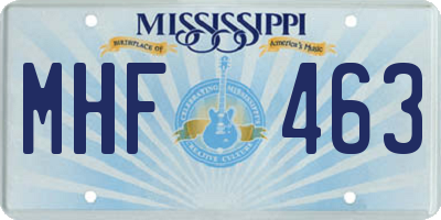 MS license plate MHF463