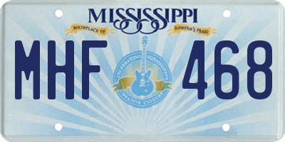 MS license plate MHF468