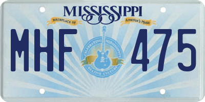 MS license plate MHF475