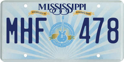 MS license plate MHF478