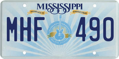 MS license plate MHF490