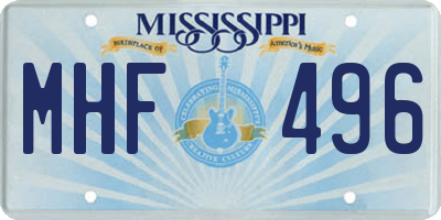 MS license plate MHF496
