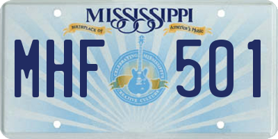 MS license plate MHF501