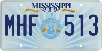 MS license plate MHF513