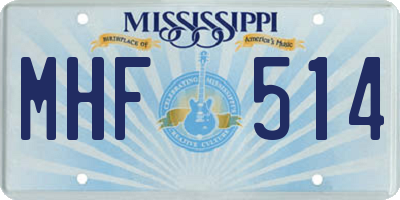 MS license plate MHF514