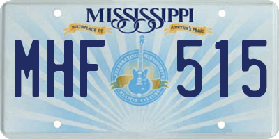 MS license plate MHF515