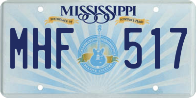 MS license plate MHF517