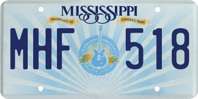MS license plate MHF518