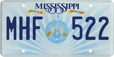MS license plate MHF522