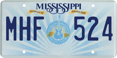 MS license plate MHF524