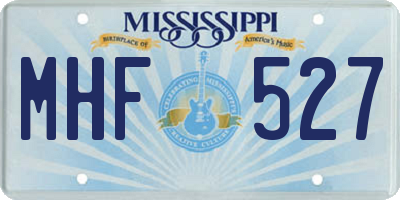 MS license plate MHF527