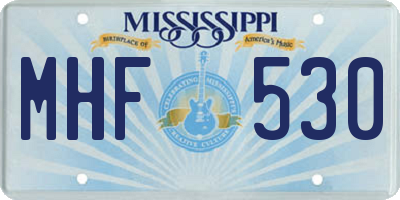 MS license plate MHF530