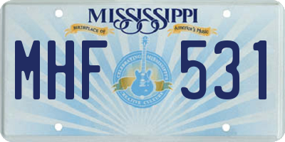 MS license plate MHF531