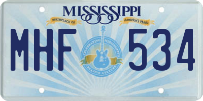 MS license plate MHF534