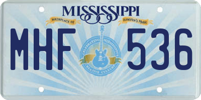 MS license plate MHF536