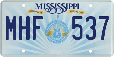 MS license plate MHF537