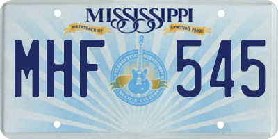 MS license plate MHF545