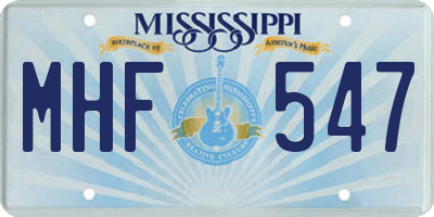 MS license plate MHF547