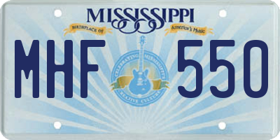 MS license plate MHF550