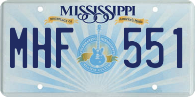 MS license plate MHF551