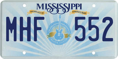 MS license plate MHF552