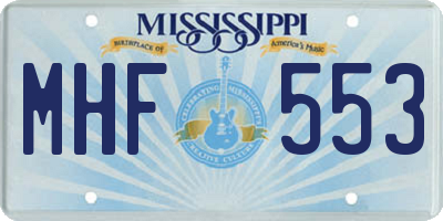 MS license plate MHF553