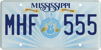 MS license plate MHF555