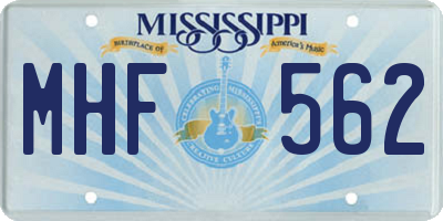 MS license plate MHF562