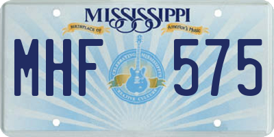 MS license plate MHF575