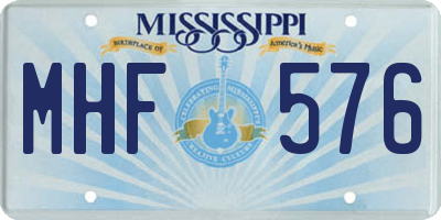 MS license plate MHF576