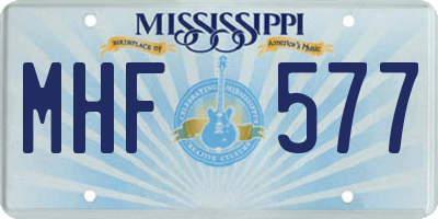 MS license plate MHF577