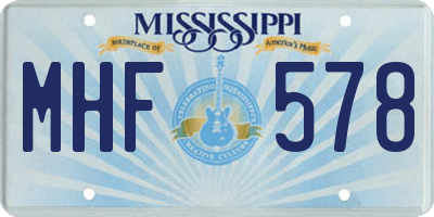 MS license plate MHF578