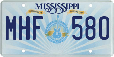 MS license plate MHF580