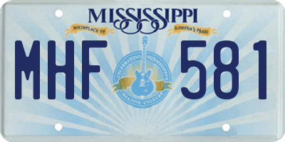 MS license plate MHF581