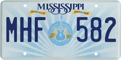 MS license plate MHF582