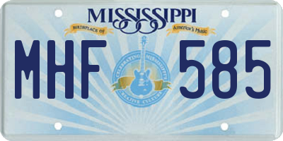 MS license plate MHF585