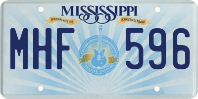 MS license plate MHF596
