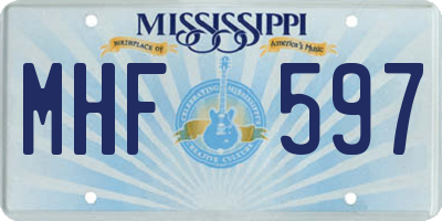 MS license plate MHF597