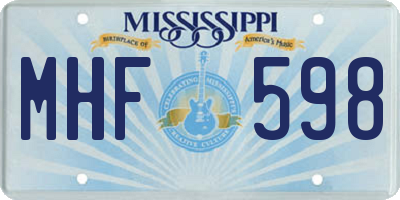 MS license plate MHF598