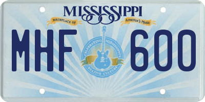 MS license plate MHF600