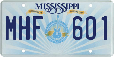 MS license plate MHF601