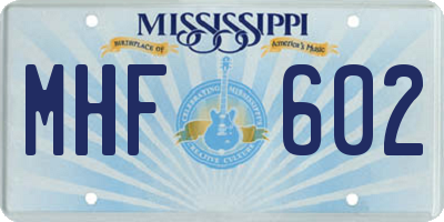 MS license plate MHF602
